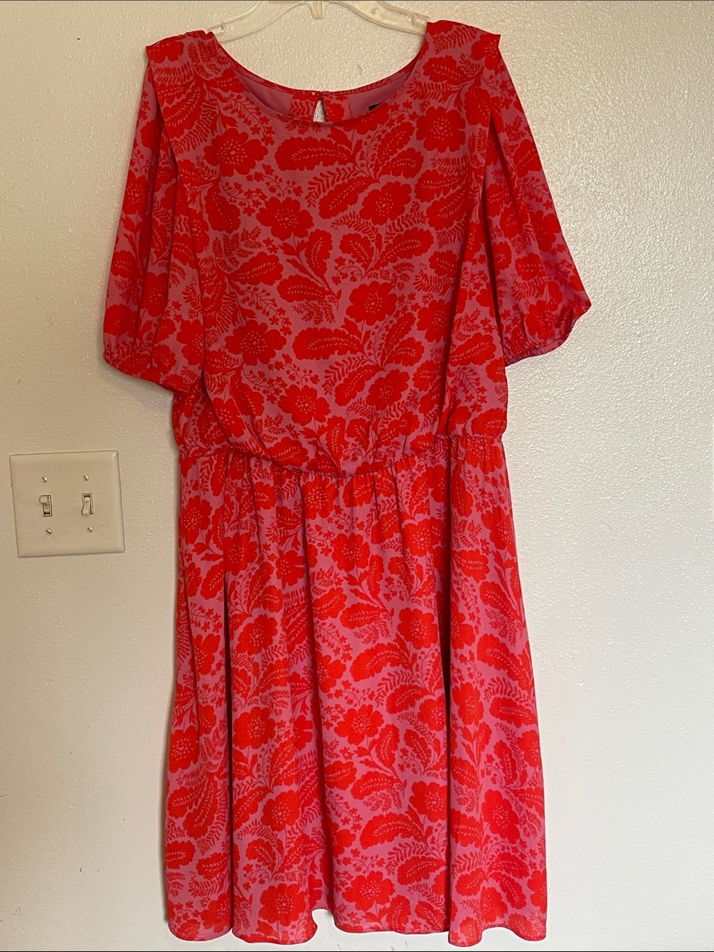 Ann Taylor Pink and Bright Orange Floral Dress